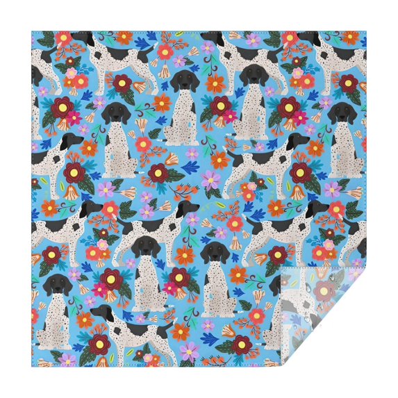 German Shorthaired Pointer Dog and Flower Square Tablecloth,Waterproof Square Table Cover,Wipeable Spillproof Washable Table Cover for Home Kitchen Party Decor 52"x52"(132x132cm)