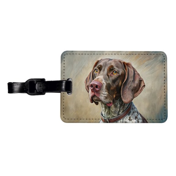 German Shorthaired Pointer Dog Illustration Faux Leather Travel Luggage Tag