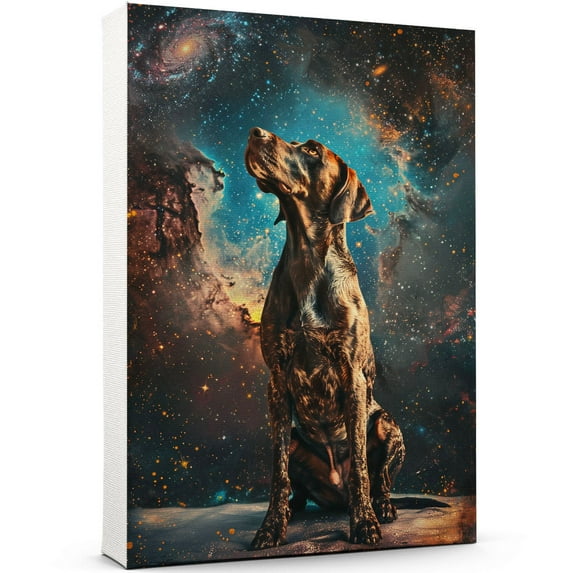 German Shorthaired Pointer Dog Lying in The Snow Canvas Print Wall Art Famous Painting for Kids Nursery Bedroom Living Room Office Home