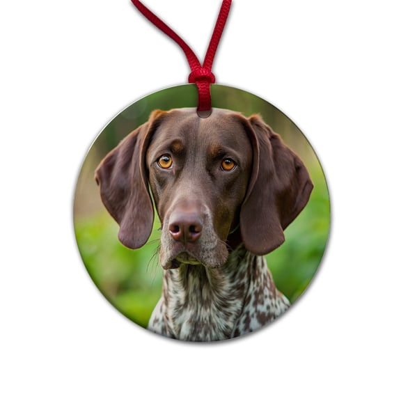 German Shorthaired Pointer Dog Photo Christmas Tree Holiday Round Ceramic Ornament