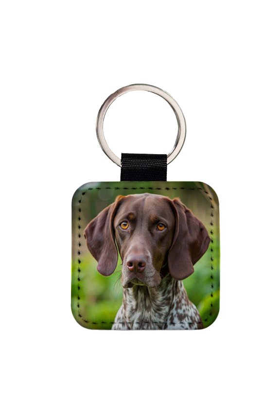 German Shorthaired Pointer Dog Photo Faux Leather Square Keychain