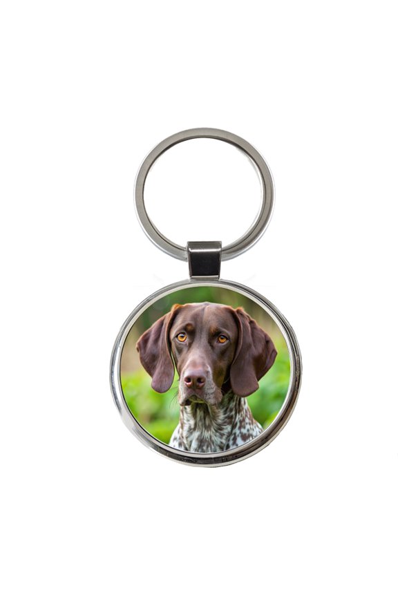 German Shorthaired Pointer Dog Photo Metal Round Keychain