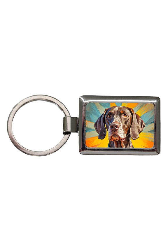 German Shorthaired Pointer Dog Pop Art Metal Rectangle Keychain