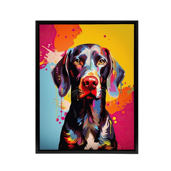 German Shorthaired Pointer Dog Portrait Black Framed Canvas Wall Art Print 12X16