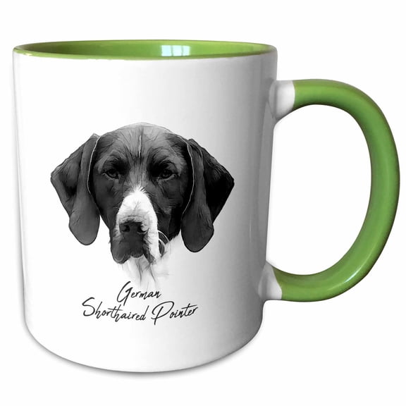 3drose, German Shorthaired Pointer Dog Portrait. Dog Breed Gift, 11oz Two-tone Green Mug