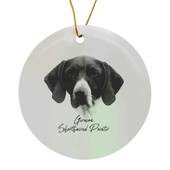 3drose, German Shorthaired Pointer Dog Portrait. Dog Breed Gift, Circle Porcelain Ornament