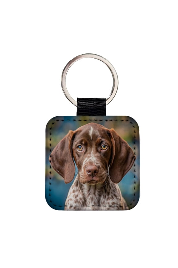 German Shorthaired Pointer Dog Puppy Photo Faux Leather Square Keychain