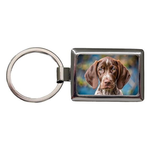 German Shorthaired Pointer Dog Puppy Photo Metal Rectangle Keychain