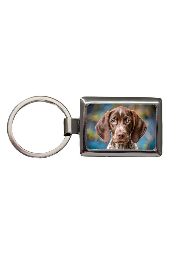German Shorthaired Pointer Dog Puppy Photo Metal Rectangle Keychain