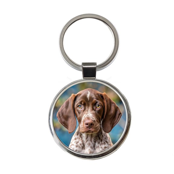 German Shorthaired Pointer Dog Puppy Photo Metal Round Keychain