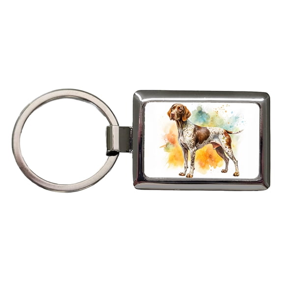 German Shorthaired Pointer Dog Watercolor Style Metal Rectangle Keychain