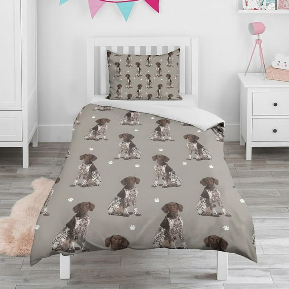 German Shorthaired Pointer Duvet Cover and Pillowcase Set for Single Bedding, Bedroom Accessories for Kids Teens