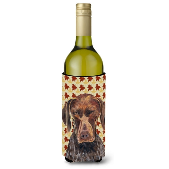 German Shorthaired Pointer Fall Leaves Portrait Wine Bottle Hugger