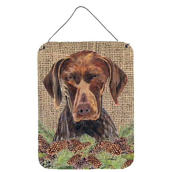 German Shorthaired Pointer Faux Burlap and Pine cones Wall or Door Hanging Prints