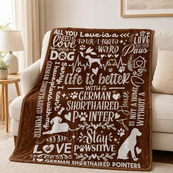 German Shorthaired Pointer Fleece Blanket, Dog Lover Throw, Soft Polyester Fleece