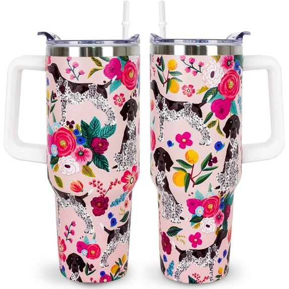 German Shorthaired Pointer Gifts for Women Cute Dog Tumbler Coffee Cup for Women German Shorthaired Pointer Travel Mug 40 OZ Stainless Steel Insulated Water Bottle With Lid and Straw