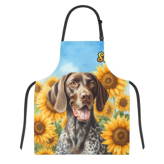 German Shorthaired Pointer Hello Summer Sunshine Sunflowers Spring Retro Vintage Apron GSP Lover Dog Gift for Cooking Grilling Baking Painting Gardening - 00008
