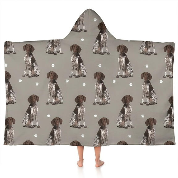 German Shorthaired Pointer Hooded Bath Towel,50"x30" for Ages 3 To 12 Kids, Quick Dry Lightweight Soft Microfiber Hood Beach Towel Cover Up for Kids