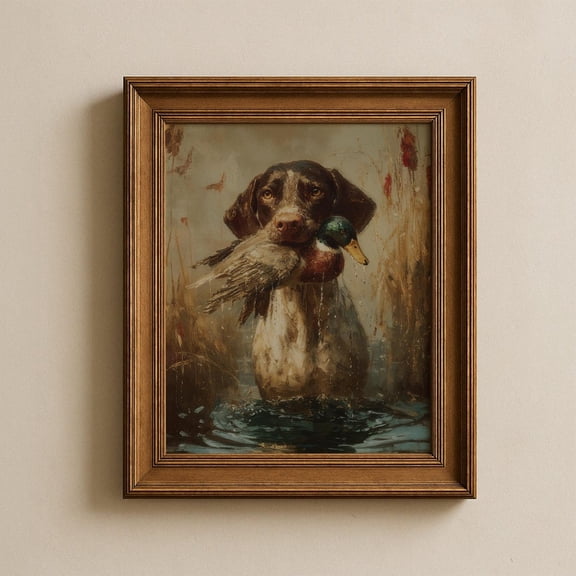 German Shorthaired Pointer Hunting Wall Art Print, Unframed Paper Poster 8x10in