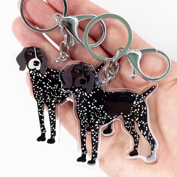 German Shorthaired Pointer Keychain, Black Roan GSP Charm (1 keychain)