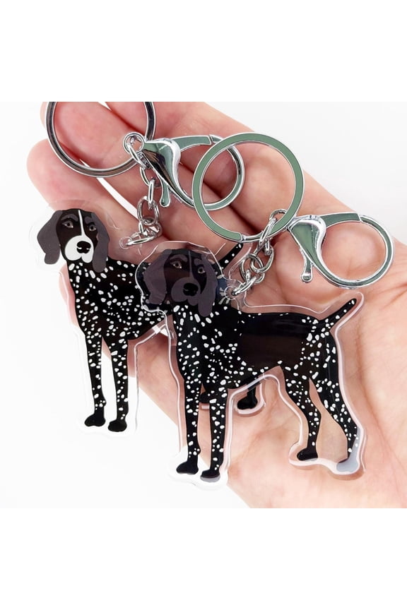 German Shorthaired Pointer Keychain, Black Roan GSP Charm (1 keychain)
