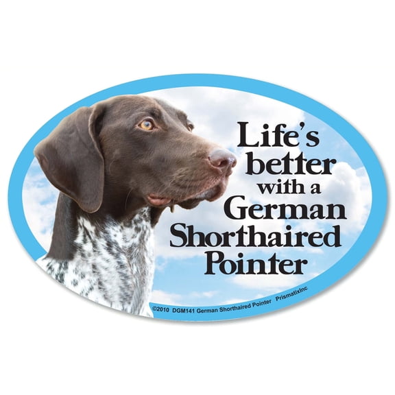 German Shorthaired Pointer Oval Dog Magnet for Cars (and fridges too!). Includes bonus I Love My Dog decal.