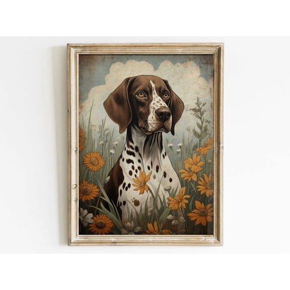 German Shorthaired Pointer Portrait, Vintage Dog Print, Rustic Dog Decor, German Pointer Gift, Dog Wall Art Wall Art, Modern Wall Decor, 8x12 UNFRAMED