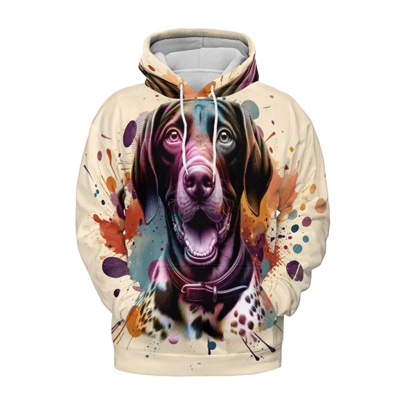 German Shorthaired Pointer Portrait Watercolor Vintage Retro Styles All Over Print 3D Hoodie Unisex Merch Hoodies GSP Lover Dog Gift - 00001