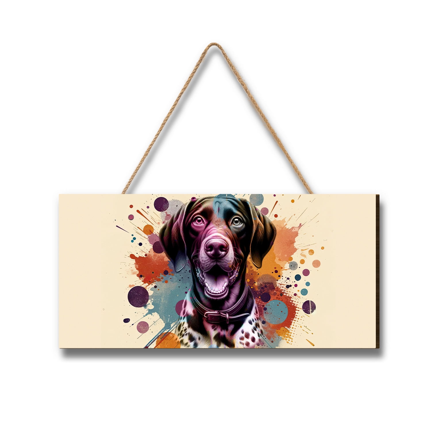 German Shorthaired Pointer Portrait Watercolor Vintage Retro Styles
