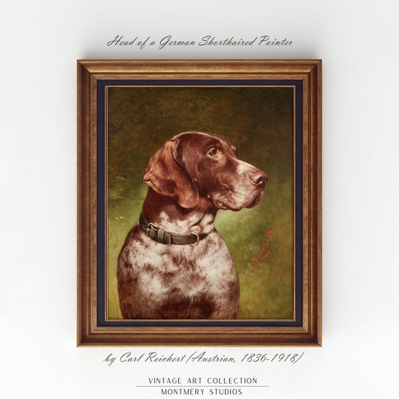 German Shorthaired Pointer Print Hunting Dogs Decor Vintage Portrait Cabin Art AN96, Unframed Paper Print