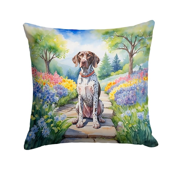 German Shorthaired Pointer Spring Path Throw Pillow 18 in x 18 in