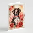 thumbnail image 1 of German Shorthaired Pointer Valentine Roses Greeting Cards Pack of 8 7 in x 5 in, 1 of 3