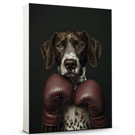 German Shorthaired Pointer Vintage Dog Boxing Canvas Artistic Sports, German Shorthaired Pointer Dog with Boxing Canvas Wall Print for Bedroom, Living Room, Office