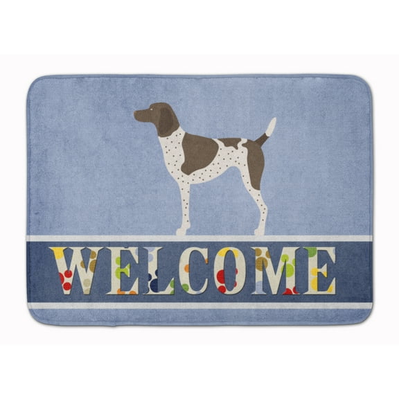 German Shorthaired Pointer Welcome Machine Washable Memory Foam Mat Blue