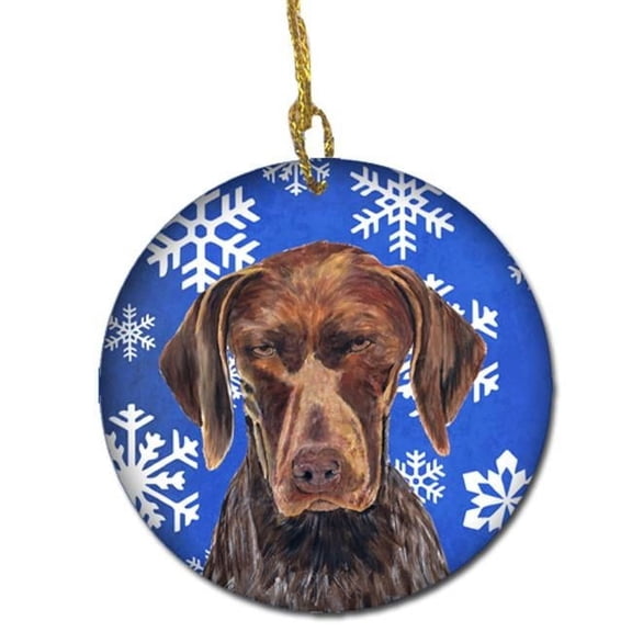 German Shorthaired Pointer Winter Snowflakes Holiday Ceramic Ornament