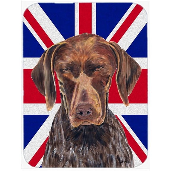 German Shorthaired Pointer With English Union Jack British Flag Glass Cutting Board - Large