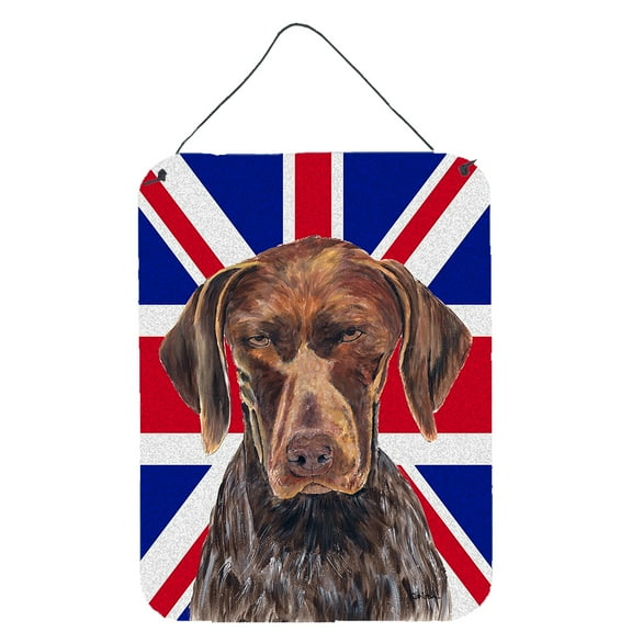 German Shorthaired Pointer with English Union Jack British Flag Wall or Door Hanging Prints