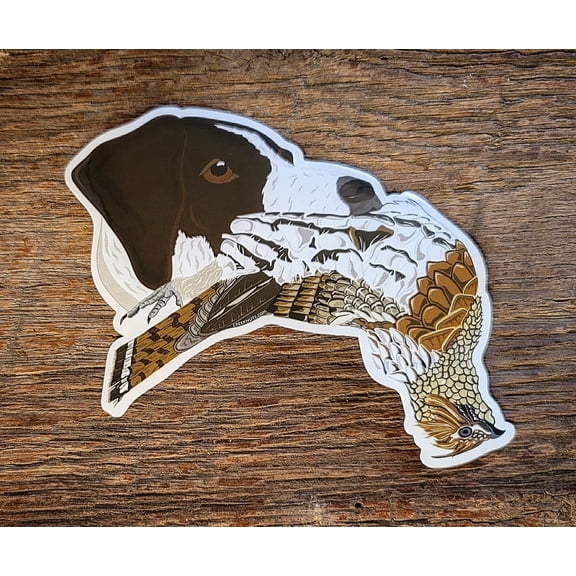 German Shorthaired Pointer with Grouse Sticker Decal