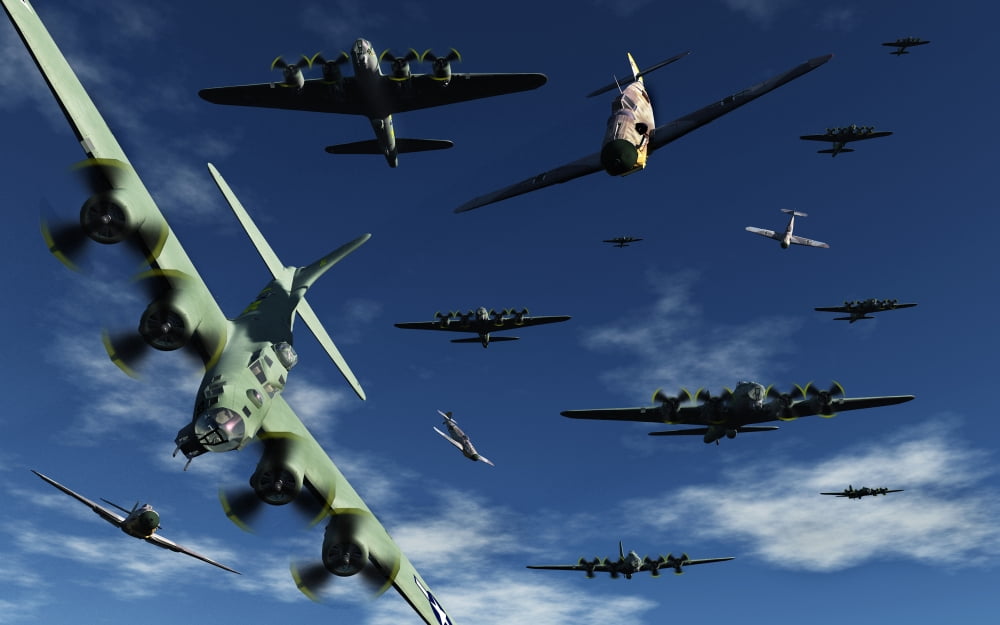 German Sonderkommandos ram allied bombers during World War II Canvas Art - Mark StevensonStocktrek Images (36 x 23)