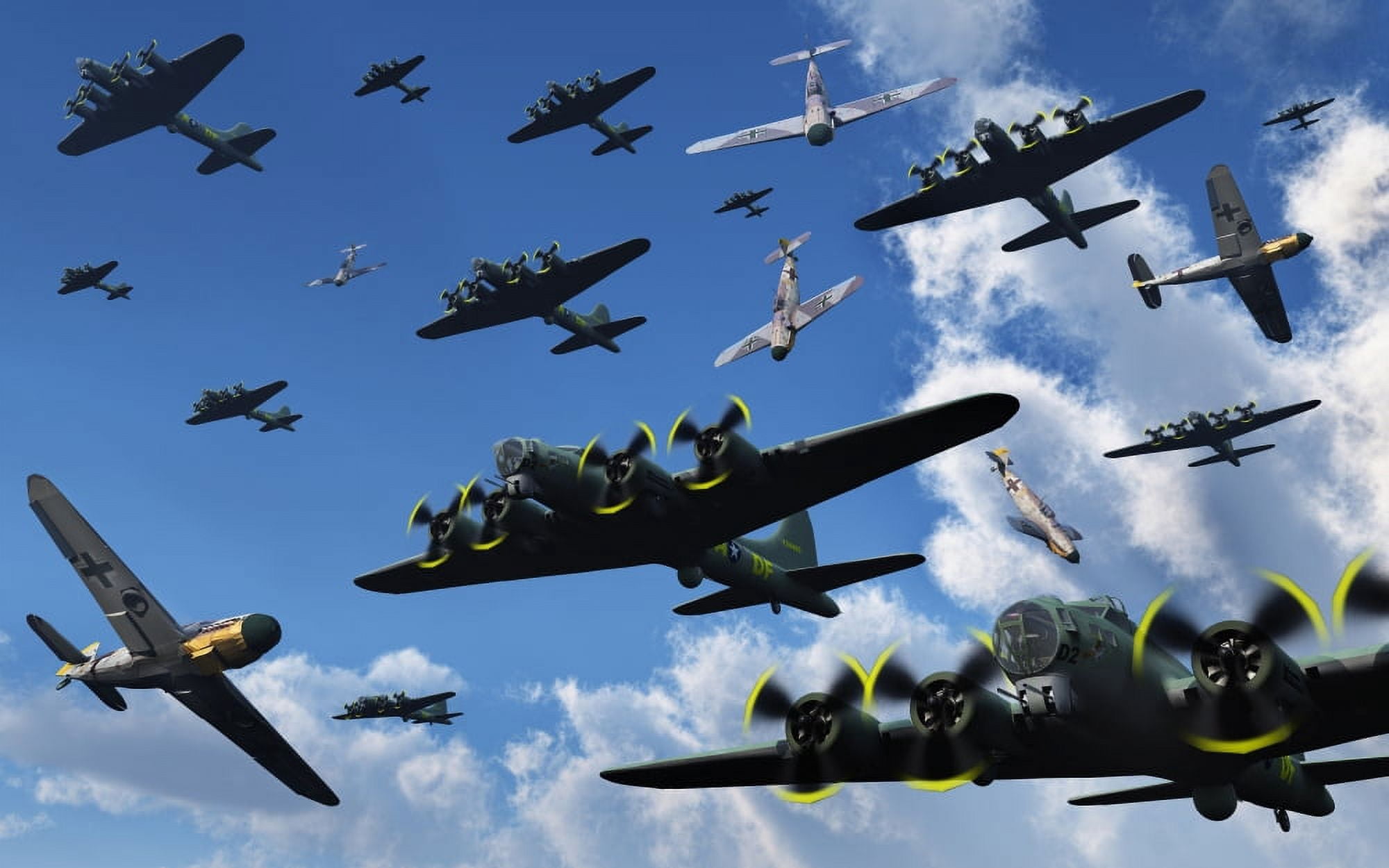 German Sonderkommandos ram allied bombers during World War II Canvas Art - Mark StevensonStocktrek Images (36 x 23)