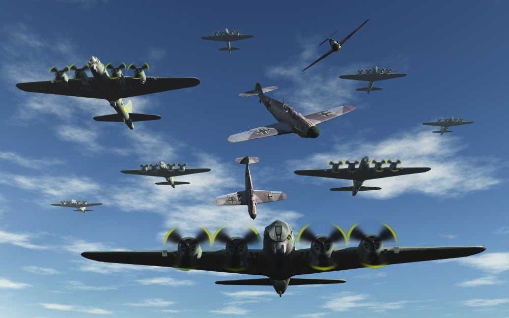 German Sonderkommandos ram allied bombers during World War II Canvas Art - Mark StevensonStocktrek Images (36 x 23)