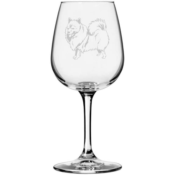 German Spitz Dog Themed Etched 12.75oz Libbey Wine Glass