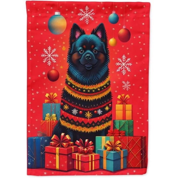 German Spitz Holiday Christmas House Flag