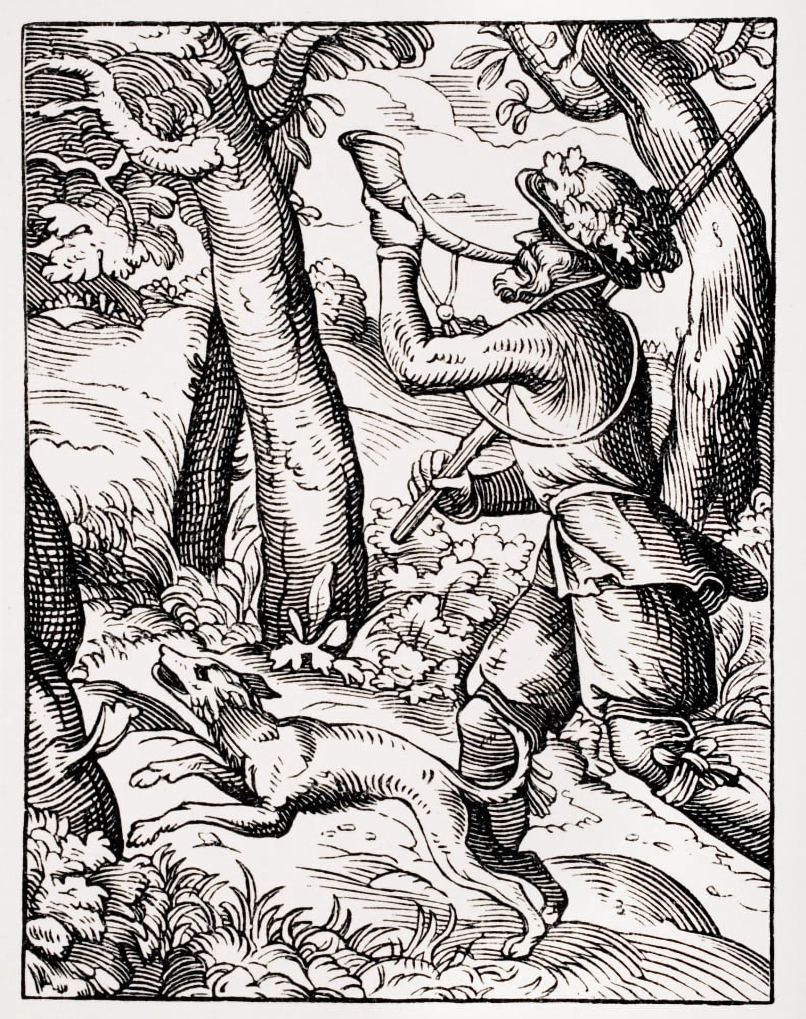German Sportsman 19Th Century Reproduction Of 16Th Engraving By Jost Amman Canvas Art - Ken Welsh Design Pics (26 x 34)
