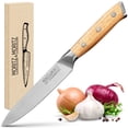 thumbnail image 1 of 5-Inch Chef’s Utility Knife – German Steel Kitchen Knife with Acacia Wood Handle – Precision Cutting Knife for Meat, Veggies & More, 1 of 7