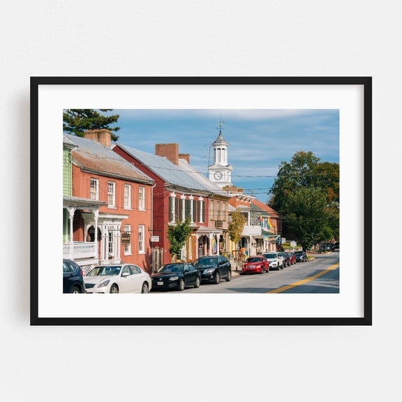 German Street 01 - Shepherdstown West Virginia Photography Architecture Street Photography Vintage Rural Scenic Travel Poster Car Black Framed Wall Art Print 5 x 7 inches
