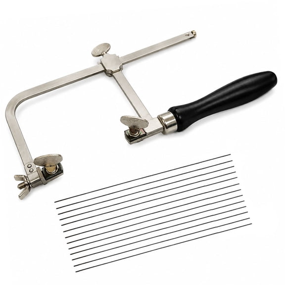 German-Style Professional Jewelers Saw Frame W/dozen 2/0 Swiss Cutting Blades
