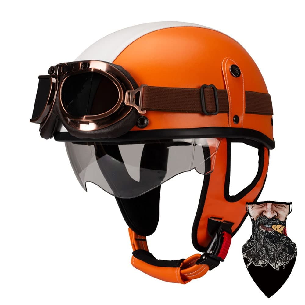German Style Retro Leather Half Helmet DOT Approved Motorcycle Half Face Helmet with Goggles Adult Men Women Open Face Helmet for Cruiser Scooter Chopper, S~XL 55~62cm - Walmart.com German Style Retro Leather Half Helmet DOT Approved Motorcycle Half Face Helmet with Goggles Adult Men Women Open Face Helmet for Cruiser Scooter Chopper, S~XL 55~62cm - Walmart.com
