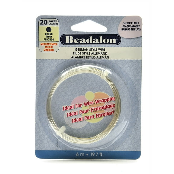 German Style Wire Tarnish Resistant Silver Plate, 20 gauge, 19.7 ft. roll (pack of 6)