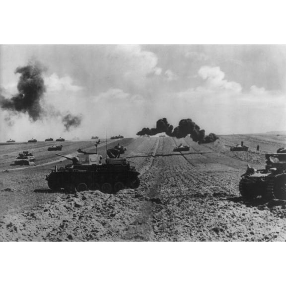 German Tanks Crossing Flat Fields In Ukraine In June-July 1941. In The Soviet Union History
